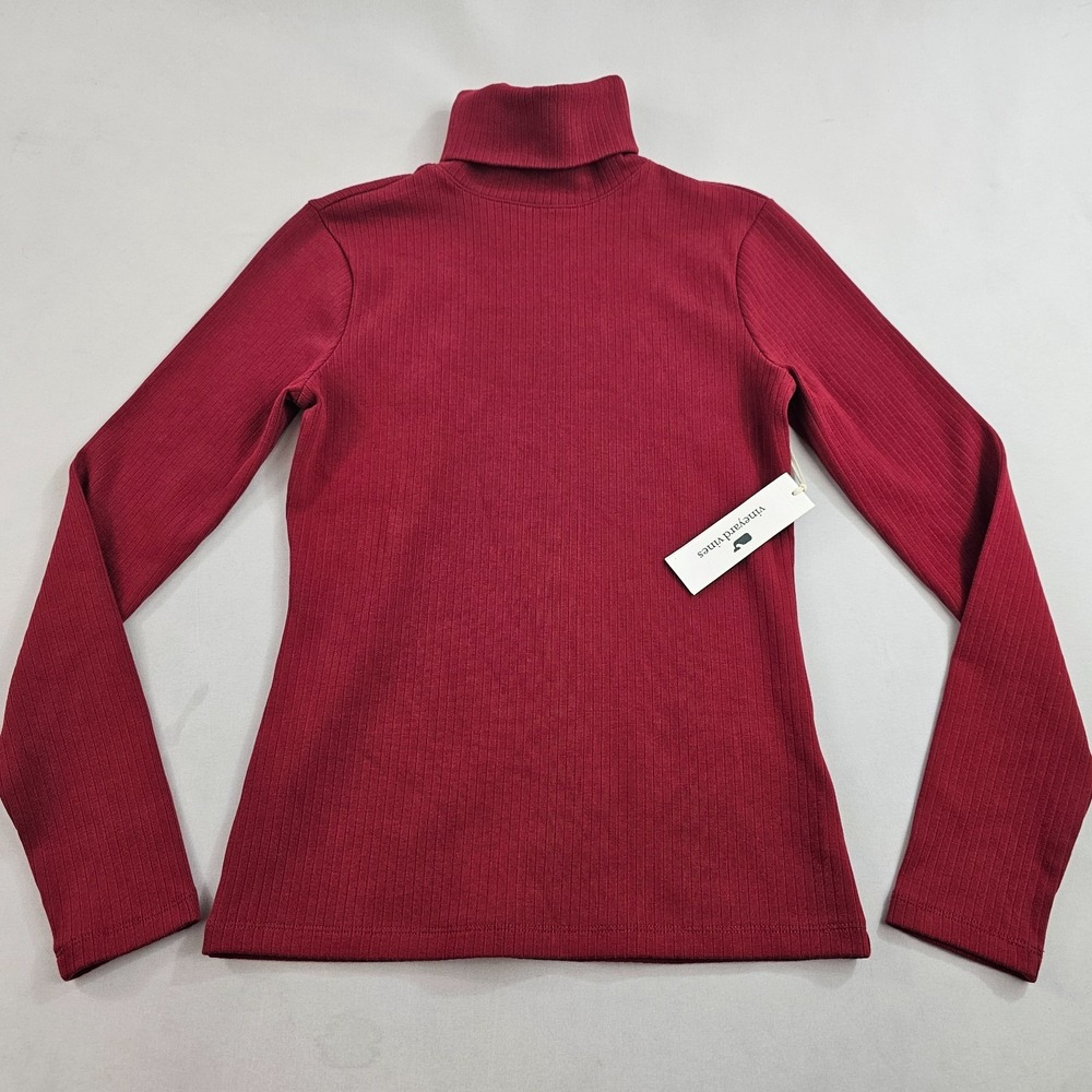 Vineyard Vines Womens XS Retro Rib Turtleneck Sweater Sangria Red VVF0449116